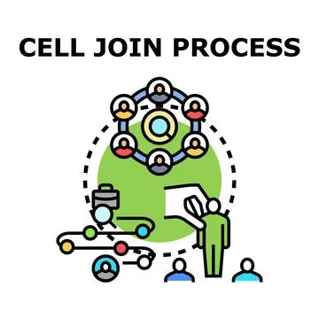 Cell join process creating team network connection Stock Illustration