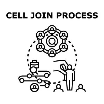 Cell join process creating team network connection Stock Illustration