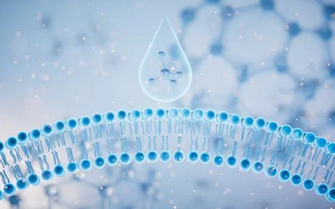 Cell membrane with blue background, 3d rendering. Stock Illustration