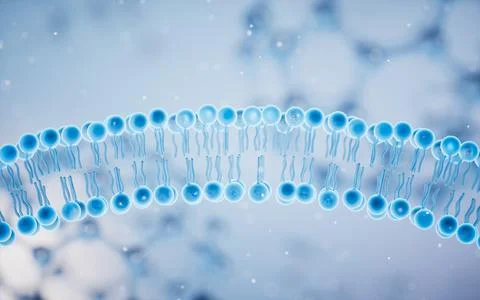 Cell membrane with blue background, 3d rendering. Stock Illustration