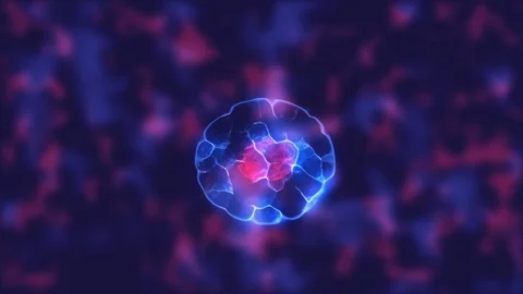 Cell mitosis. Cellular division of cell-like lifeform. Microbiology animation Stock Footage