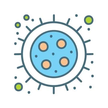 Cell with nucleus. Illustration of a cell with nucleus and organelles, repr.. Stock Illustration