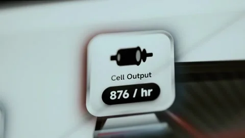 Cell output card clearly reads 873 per hour 库存影片 344101439