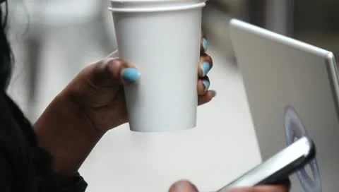 Cell Phone and Coffee Stock Footage 11364330