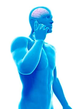 Cell phone and human brain, Illustration Stock Illustration