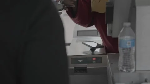 Cell phone barcode ticketing system being used Stock Footage 242928336