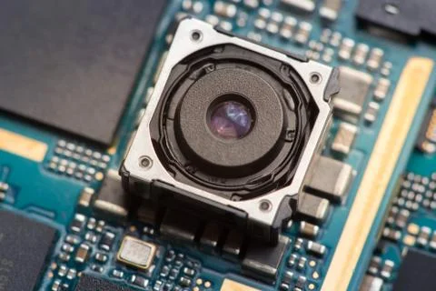 Cell phone camera module with other parts of device, service and repair concept Stock Photos