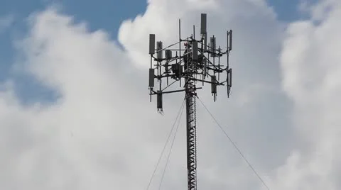 Cell Phone Communication Tower Cloud Time Lapse Stock Footage