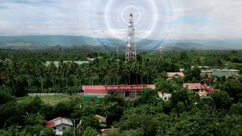 Cell Phone Communication Tower Cloud Vídeo Stock 347755347