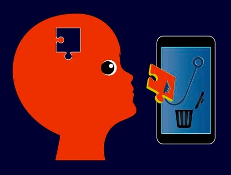 Cell Phone controls the mind of Child Illustrazione stock