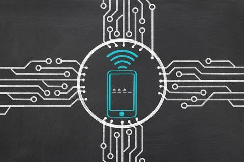 Cell Phone Cyber Security Stock Illustration