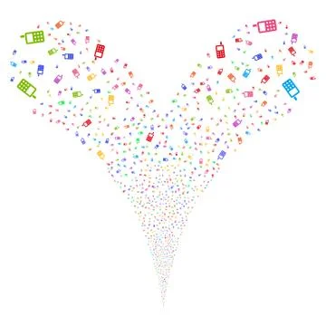 Cell Phone Double Fireworks Stream 库存插图