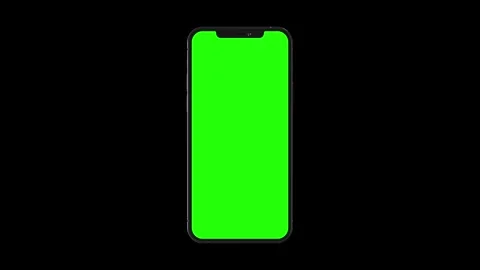 Cell phone with green screen. 3d render of smartphone with green screen and Stock Footage 302416351