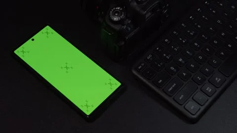 Cell Phone green screen, PC Keyboard, Camera Stock Footage 252766570