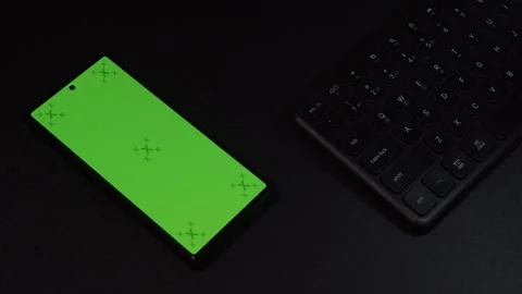 Cell Phone green screen, PC Keyboard, typing Stock Footage 252766945