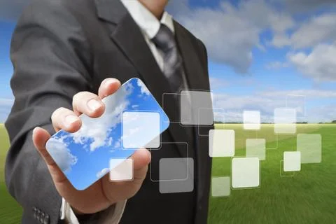 Cell phone in hand Stock Illustration