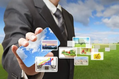 Cell phone in hand Stock Illustration