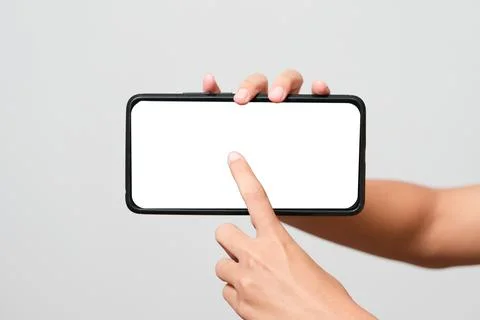 Cell phone in hand with white background - easy modification Stock Photos