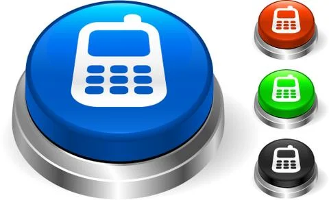 Cell Phone Icon on Internet Button Stock Illustration