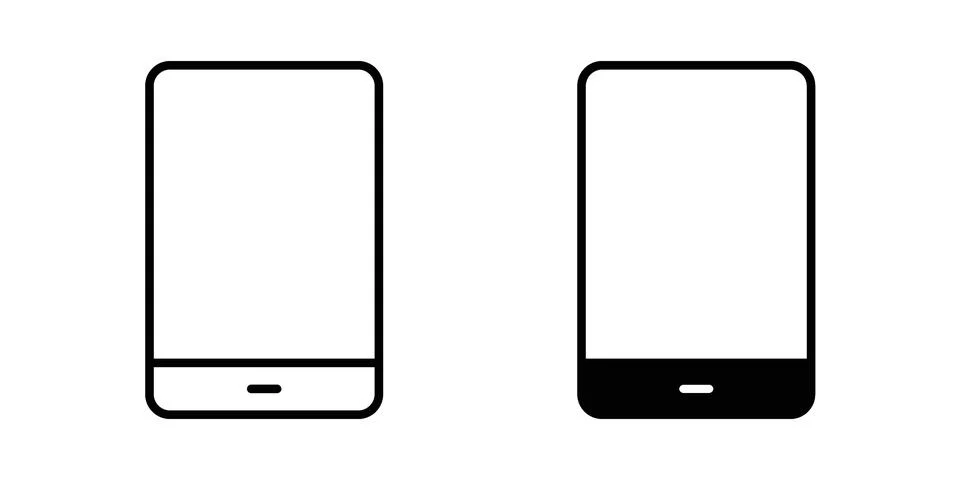 Cell phone icon linear versions pack on white background Stock Illustration