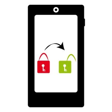 Cell phone with lock on white background Stock Illustration