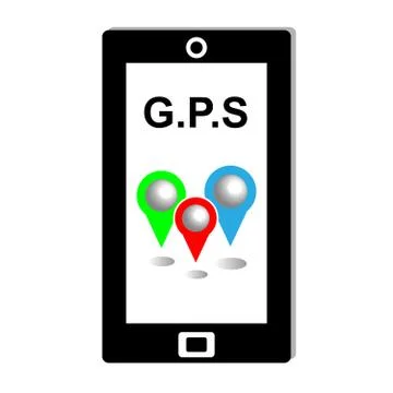 Cell phone with map pin . Gps concept. infographic Illustrazione stock