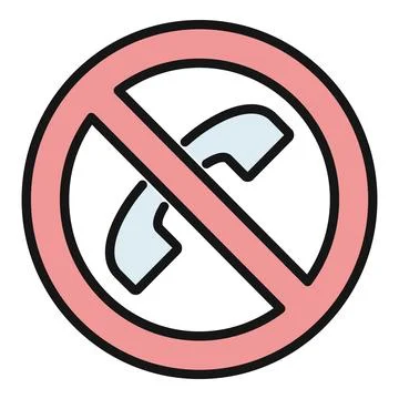 Cell phone prohibited calling icon symbol banning communication Illustrazione stock