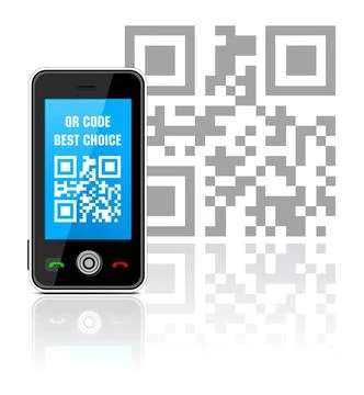 Cell phone with QR code Cell phone with QR code - best choice. Vector illu... Stock Photos