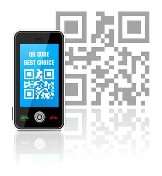 Cell phone with qr code 스톡 일러스트