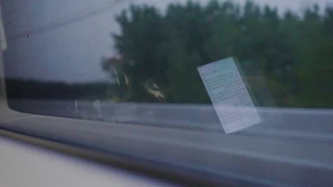 Cell Phone Reflection in Train Window Traveling Commuting Stock Footage 94984975
