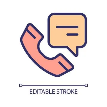 Cell phone with speech bubble pixel perfect RGB color icon Stock Illustration