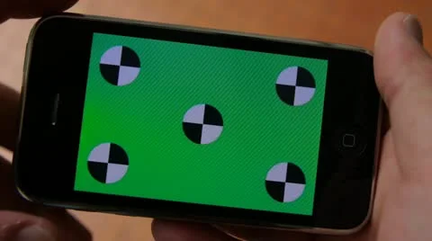 Cell Phone, touch scree, held by hands. Green screen Chroma Key. Close up. Stock-Footage 12661241