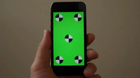 Cell Phone, touch scree, held by hands. Green screen Chroma Key. Close up. Stock Footage 24643320