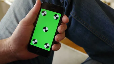 Cell Phone, touch screen, held by hands. Green screen Chroma Key. Close up. Stock Footage 24635738