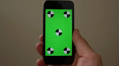 Cell Phone, touch screen, held by hands. Green screen Chroma Key. Close up. Video stock 24640813
