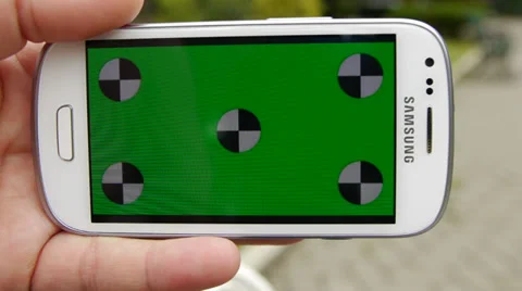 Cell Phone, touch screen, held by hands. Green screen Chroma Key. Close up. Stock Footage 33310470