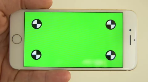 Cell Phone, touch screen, held by hands. Green screen Chroma Key. Close up. 4k Stock Footage 48669663