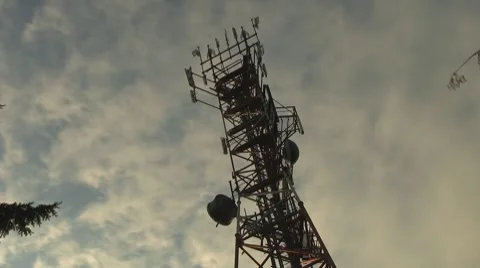Cell Phone Tower Cloud Time Lapse Stock Footage 8520181