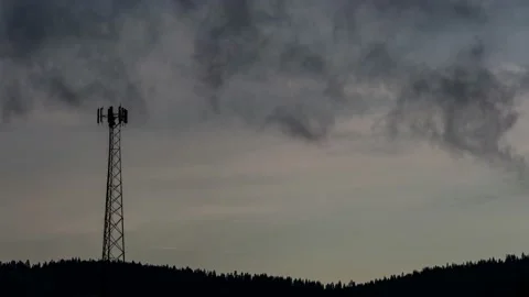 Cell Phone Tower Cloud Timelapse Stock Footage 169061679