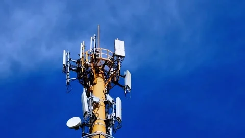 Cell phone tower cloud timelapse Stock Footage 242962508