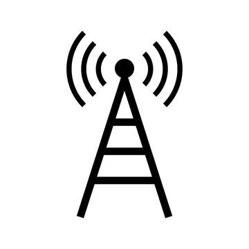 Cell phone tower. Communication tower and radio waves. Vector. Stock Illustration