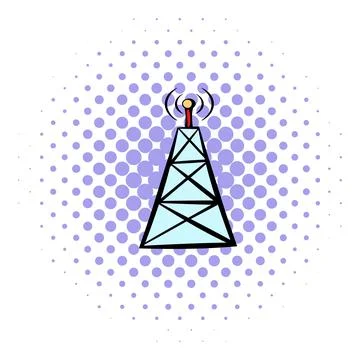 Cell phone tower icon, comics style Stock-Illustration