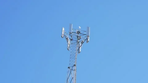 Cell Phone Tower in Sky Stock Footage 270750486