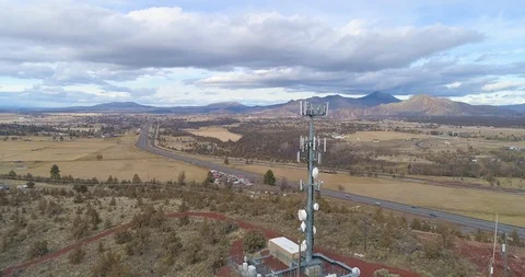 Cell Phone Tower, Telecommunications tower in Eastern Oregon Stock Footage 124357004