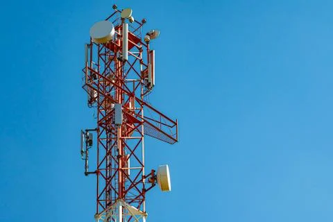 Cell Phone tower with wireless antennas Stock Photos