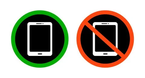 Cell phone usage restriction icon set. Vector. Stock Illustration