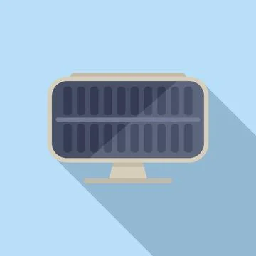 Cell power panel icon flat vector. Solar grid roof Stock Illustration