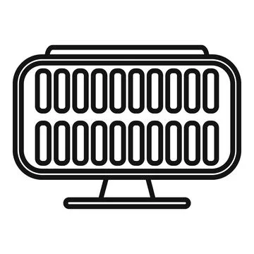 Cell power panel icon outline vector. Solar grid roof Stock Illustration