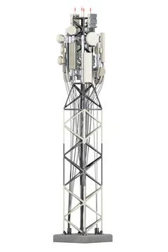 Cell site, mobile tower. 3D rendering Stock Illustration