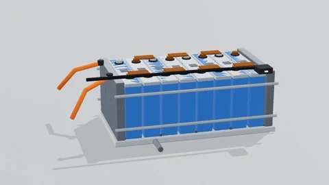 Cell stack battery 3d loop white background 3D animation seamless loop Stock Footage 341848706